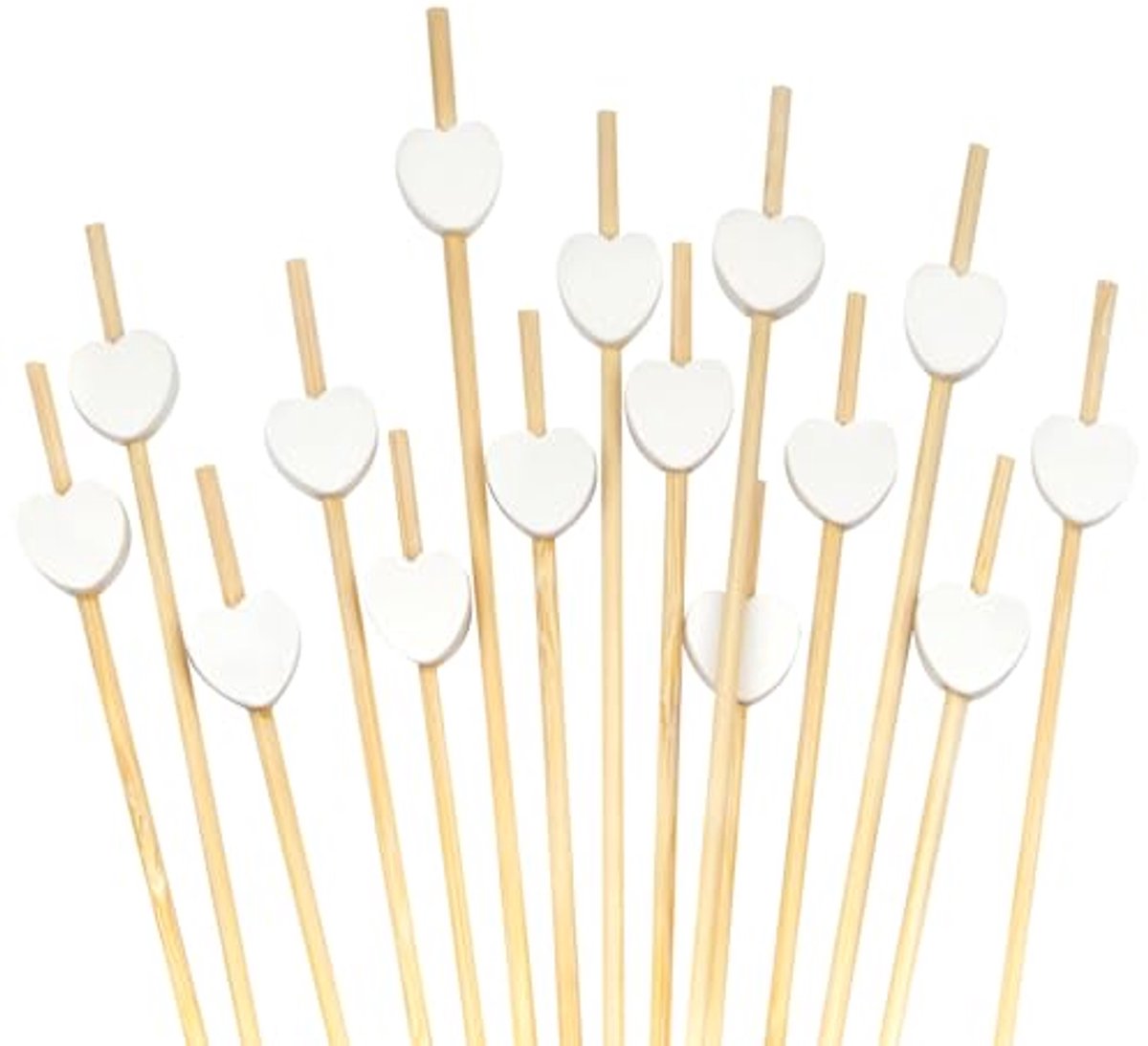 Decoratieve hart bamboe cocktail picks voor feesten en evenementen - 100 stuks