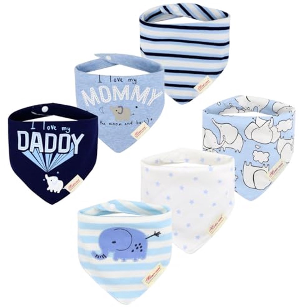 Image of 6 Absorberende Baby Bandana Slabbetjes voor Nieuweborens - Katoen, Voor 0 tot 24 Maanden