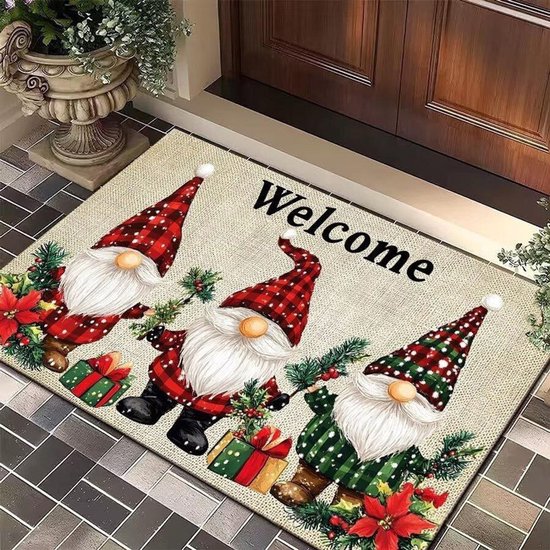 Kerstdeurmat - S - 40*60cm - Feestdecoratie - Entreedeurmat - Vuilafstotende deurmat - Voordeurmat - Kerst antislip deurmat voor binnen - Stofdichte deurmat - Wasbaar - Binnentapijt - Geschikt voor entree