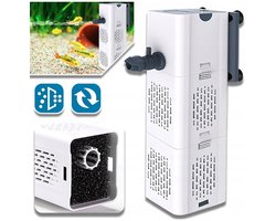 Aquariumpomp met Filter - 4-In-1 Aquarium Binnenfilter - 500L/H - met 6W Binnenfilter - Verstelbaar Aquarium Binnenfilter - Geschikt voor 30L-150L Aquariumbassins - Wit