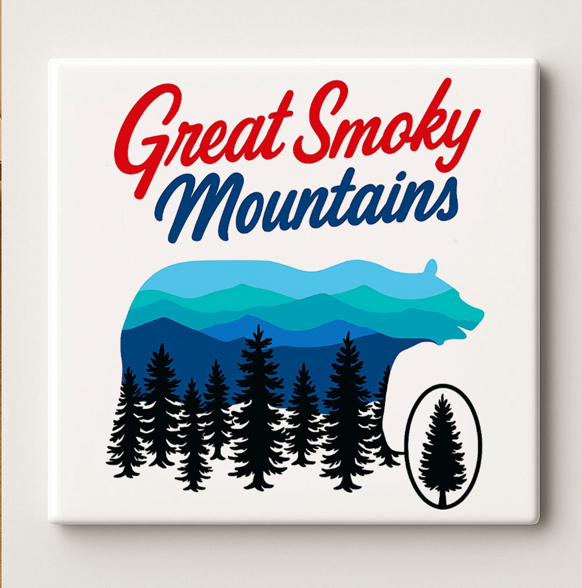 Great Smoky Mountains – Natuur Beer Wandtegel | 15x15 cm Keramische Tegel met Berglandscha