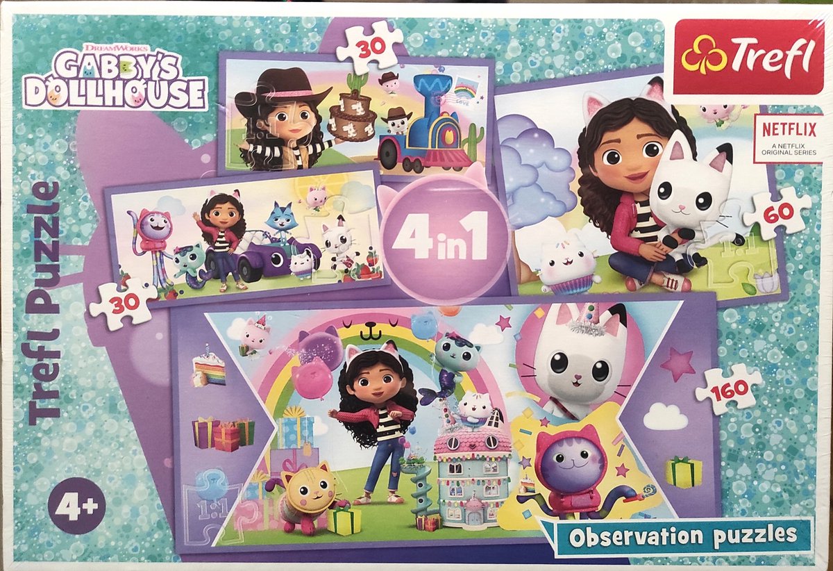Trefl Gabby's Poppenhuis Puzzels 4-in-1 - Educatief Plezier