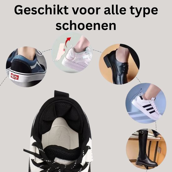 De hielkussens zijn geschikt voor diverse schoentypes: sneakers, pumps, lage schoenen en laarzen.