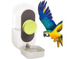 Voederbak voor Vogels - Hangende Drinkfontein - Automatische Transparante Watergever - Verwijderbare Hangende Waterfles - Geschikt voor Papegaaien, Valkparkieten, Lovebirds en Grasparkieten - 800 ml - 20 cm - Wit-Groen
