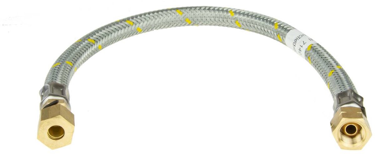 Flexibele rvs gasslang 8 mm knel x 1/4 links - 2 meter