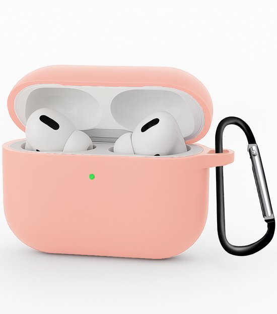 Hoesje - Geschikt voor Apple Airpods Pro 3 - met Clip - Siliconen Hoes - Silicone Case Cover - Lichtroze