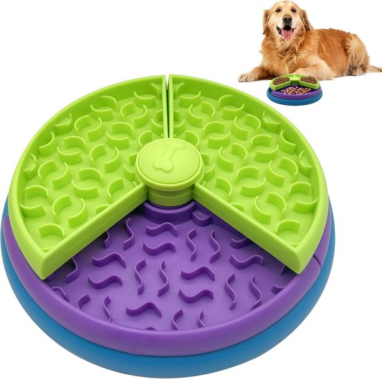 3-Niveaus Slow Feeder Hondenbak - Antislip Interactieve Puzzel Slow Bowl - Mentale Stimulatie - Vermindert Verveling en Angst voor Kleine, Middelgrote, Grotere Honden
