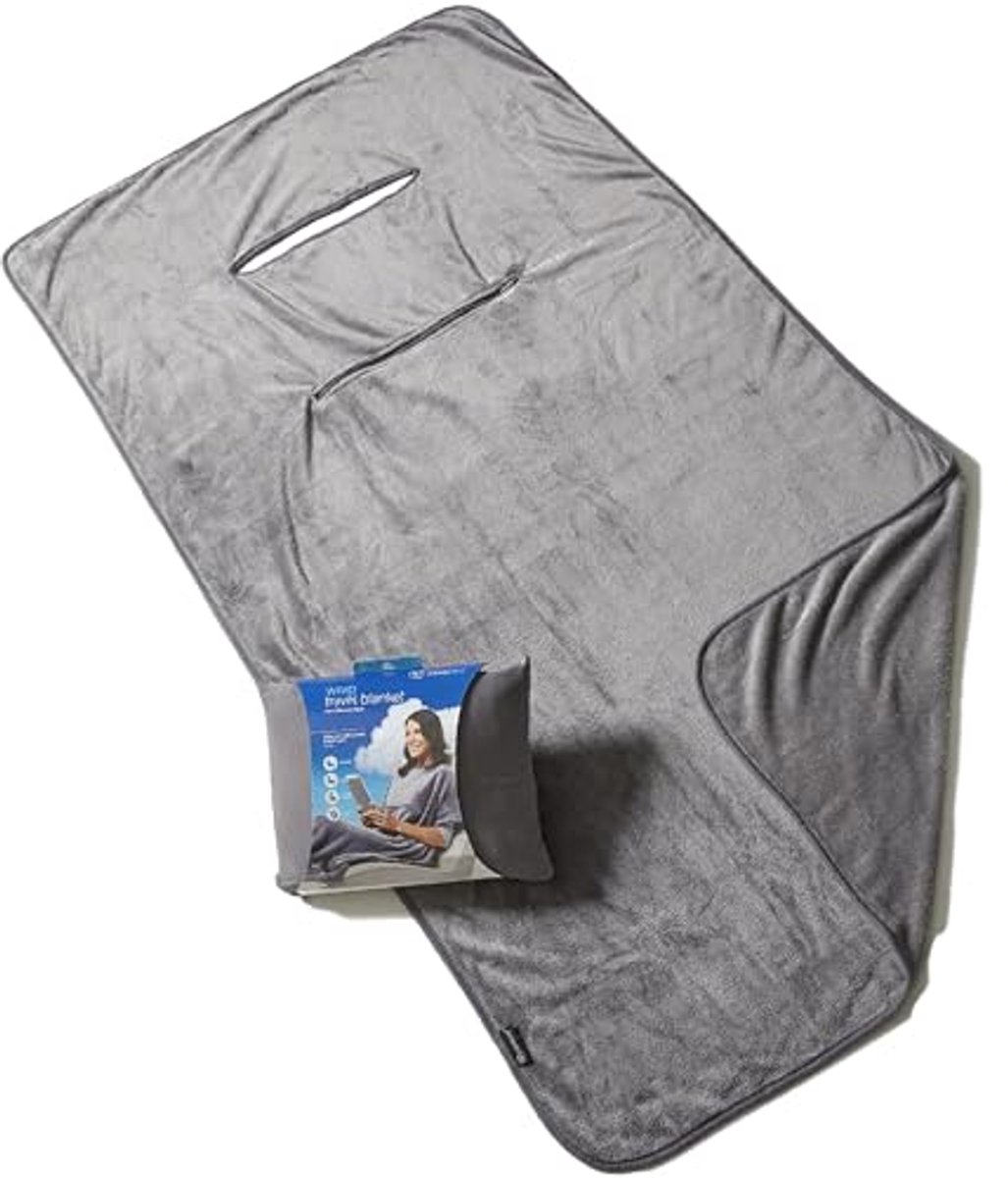 Image of 4-in-1 premier reisdeken met tas - lendensteun en kussen voor onderweg