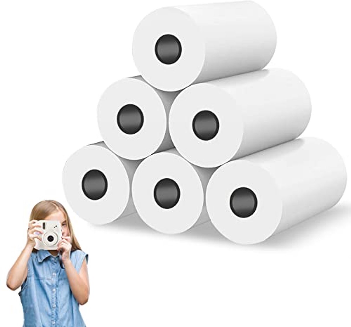 Thermisch Afdrukpapier voor Kindercamera - 6 Rollen 57mm, Navulling voor Handige Labelprinter en Instant Camera