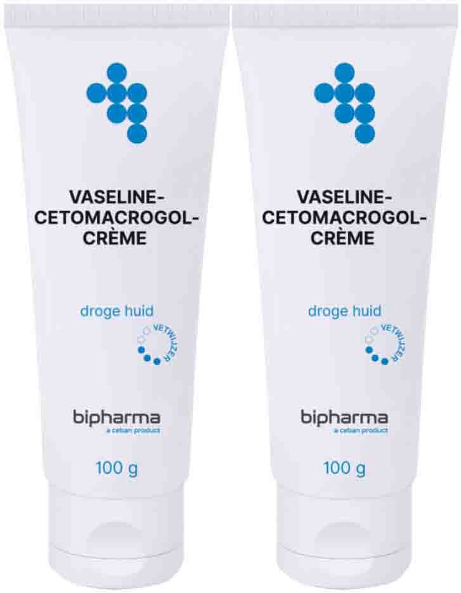 Bipharma Vaseline Cetomacrogolcrème - 2 x 100 gr - Voordeelverpakking
