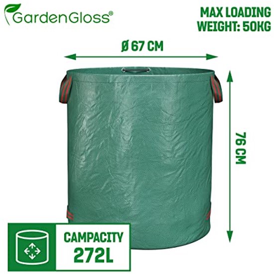 Tuinafvalzakken 272L - UV-Stabiel en Waterafstotend - Herbruikbare en Stabiele Tuinzakken Met Grepen van GardenMate — afbeelding 4
