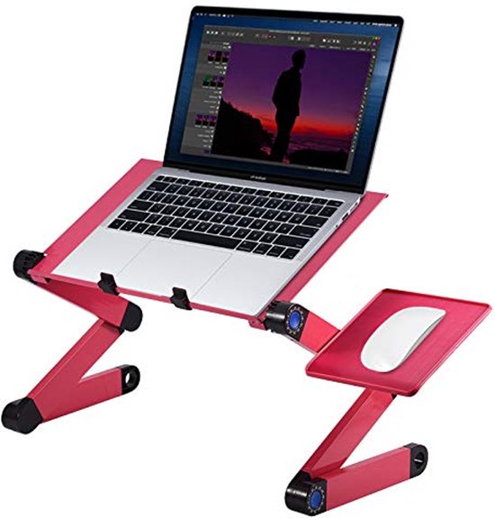 Ausla Laptop Ständer, Faltbarer Laptoptisch fürs Bett 360 ° Verstellbarer Laptopständer, Leichten Aluminium-Legierung Tisch mit Maus-Plattform und 2 Lüfter, Max. 17 Zoll Laptoptisch(Schwarz