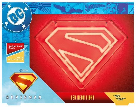 DC Comics LED Wall Lamp Light Superman Neon van Paladone Products — afbeelding 2