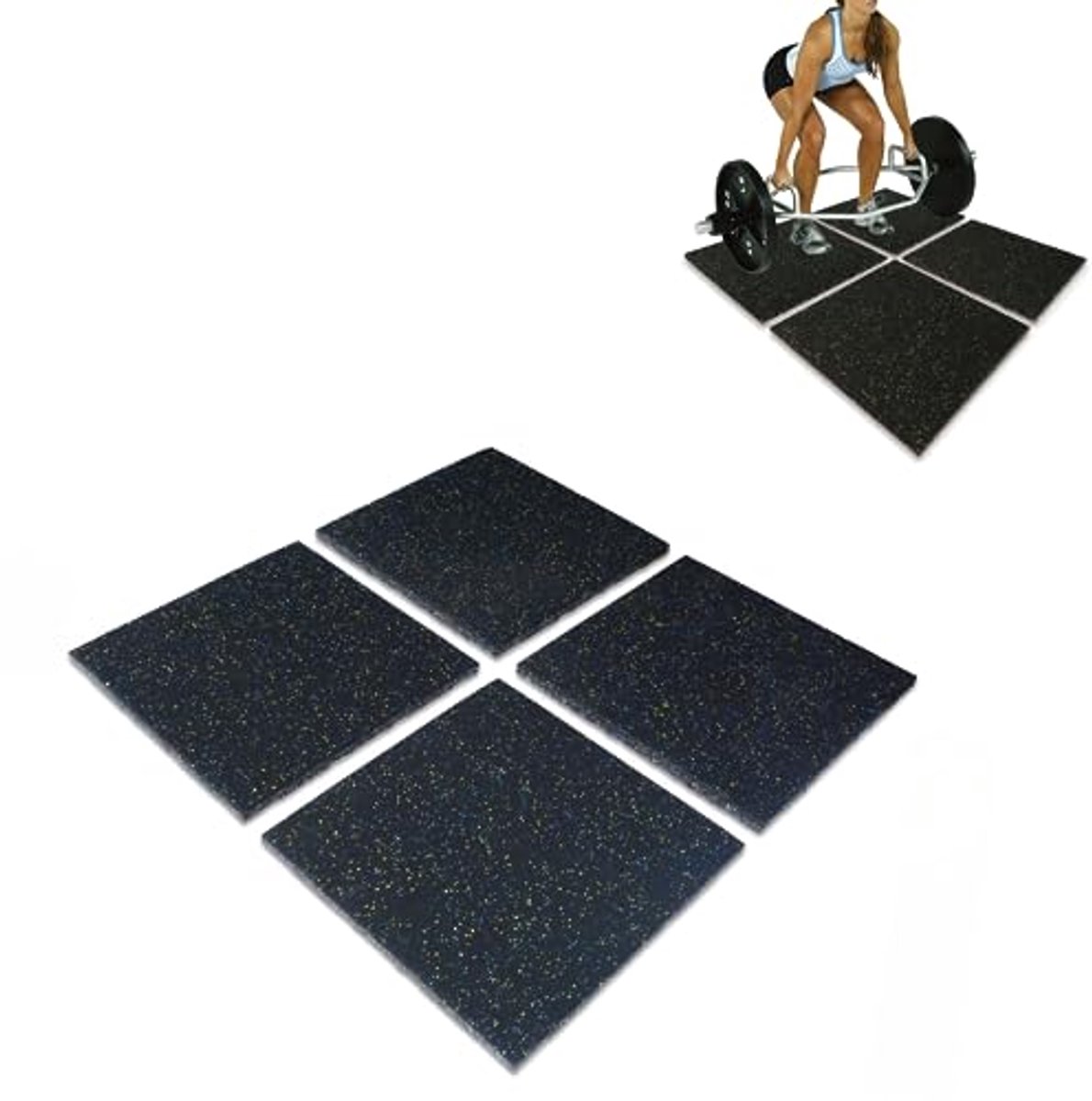 Rubberen Trainingsmatten voor Fitnessapparatuur - 4 Stuks, Antislip en Schokabsorberend