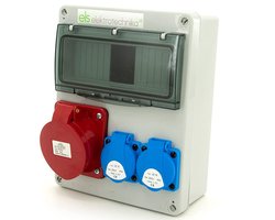 Stopcontactverdeler Bouwstroom 3-fase CEE & Schuko 2x230V voor Inbouw