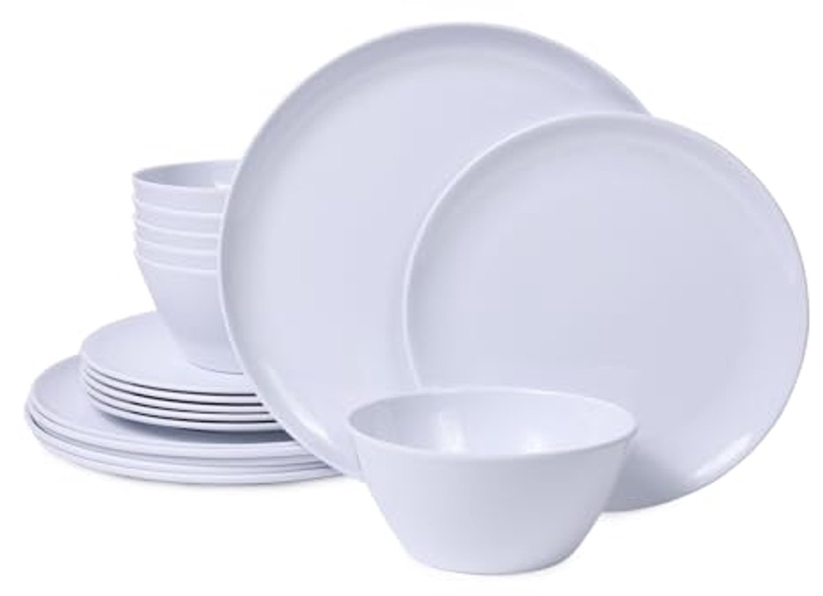 Melamine Servies Set - 18 delige Set voor Binnen en Buiten Gebruik, Vaatwasserbestendig
