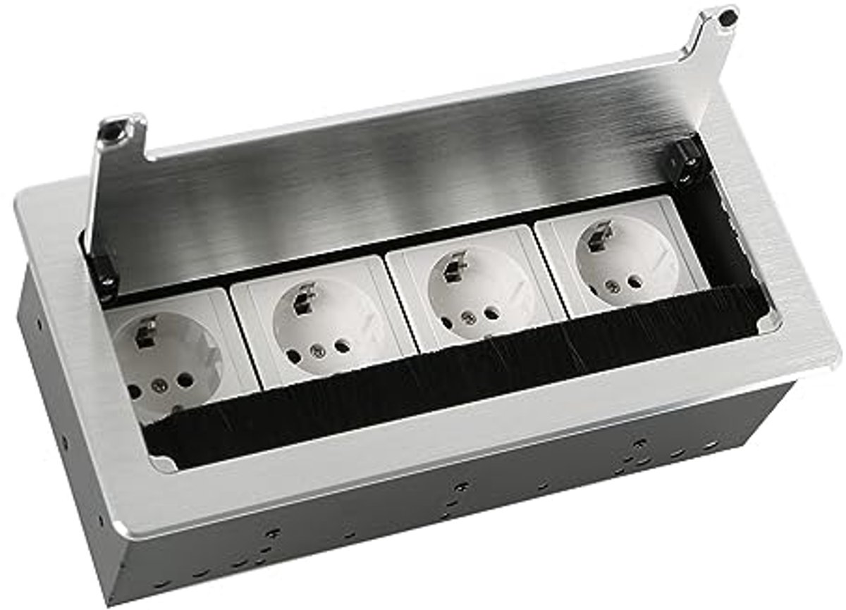 Multifunctioneel vloerstopcontact en multimedia-kabelbox voor inbouw of bureau - Veilig en energiezuinig