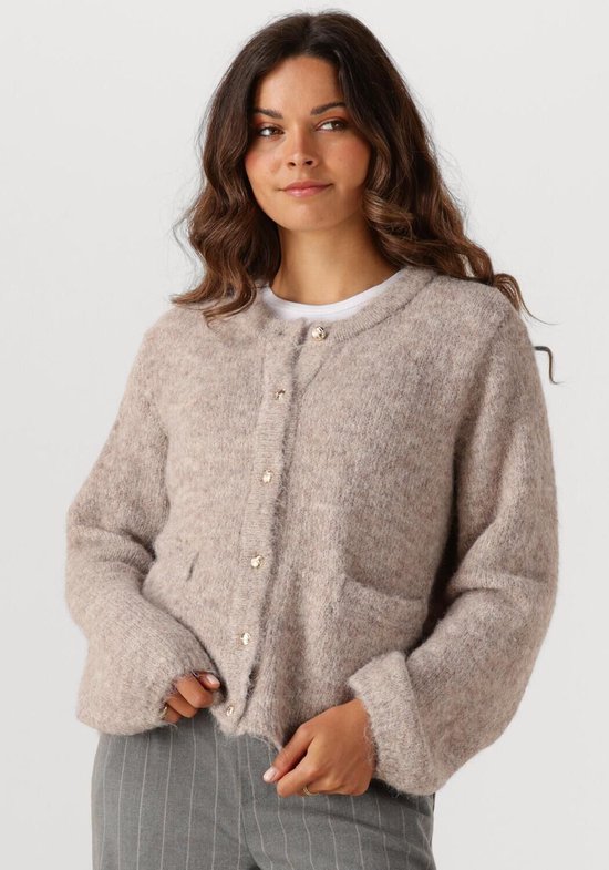 Object Objsaggia Re L/s Knit Cardigan Truien & vesten Dames - Sweater - Hoodie - Vest- Beige - Maat XL