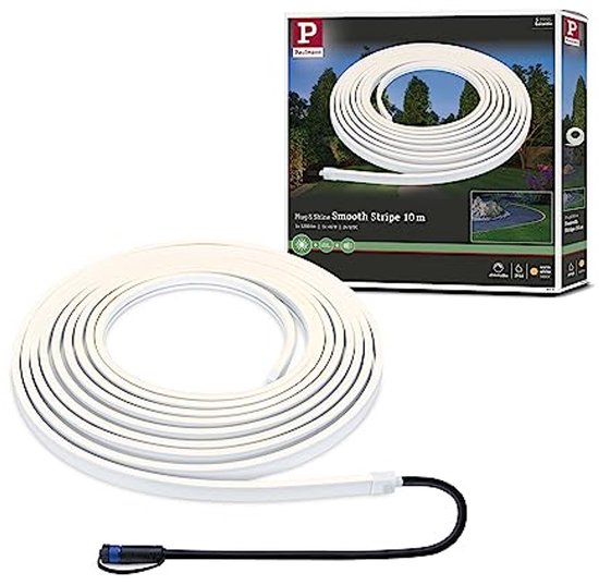 Paulmann 94562 Plug & Shine LED buitenverlichting Strip Smart Home Zigbee Smooth IP67 10m incl. 1x39 W dimbaar RGBW kleurbesturing wit kunststof 3000K