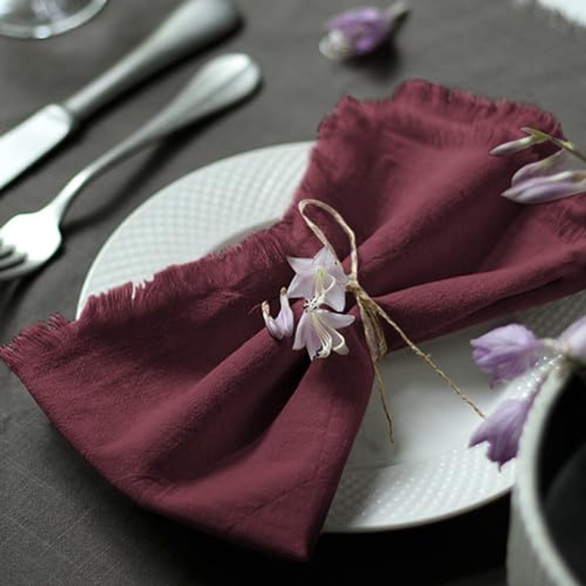 Handgemaakte katoenen servetten met franje voor diners en feesten - Set van 4