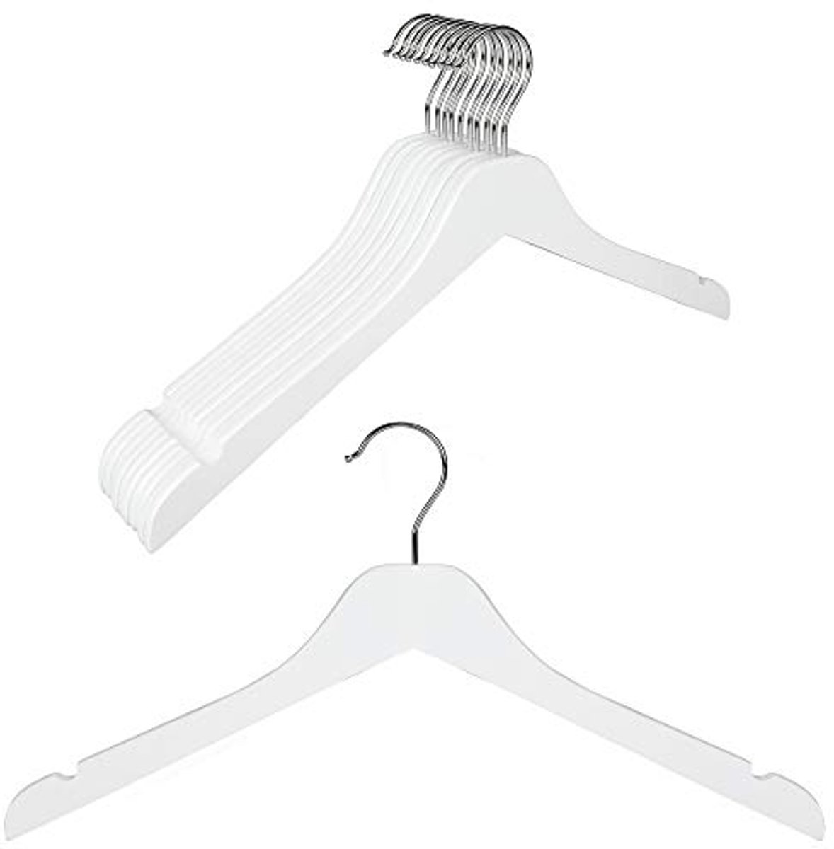 Houten Overhemdhanger - Ruimtebesparende Kledinghanger met Glad Ontwerp - 10 Pack