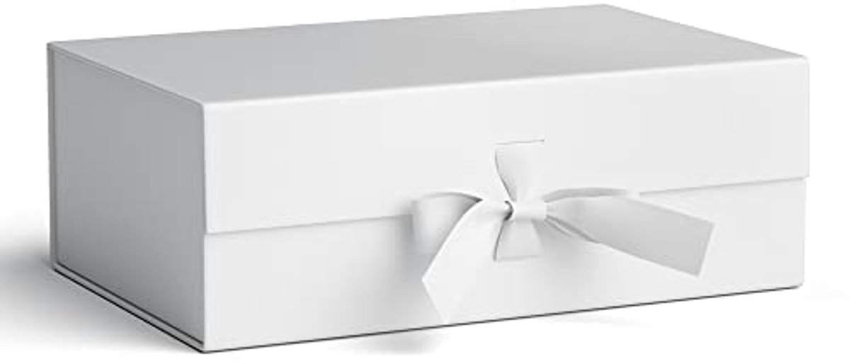 Grote Magnetische Geschenkdoos - 32,2 x 20,3 x 11,4 cm - Wit met Deksel voor Verjaardag en Bruiloft
