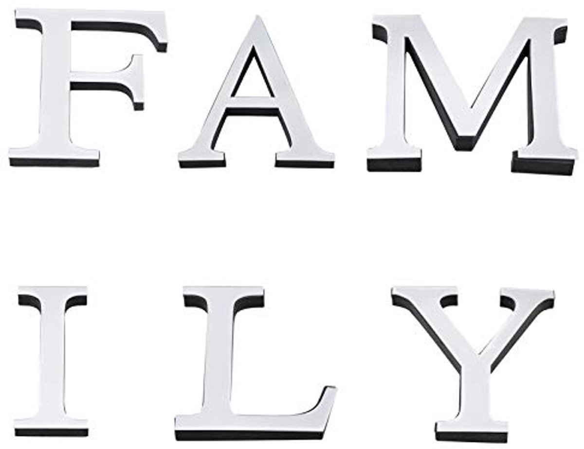 Familiebord Letters Acryl 3D Spiegel Muurstickers voor Wanddecoratie in Woonkamer en Slaap