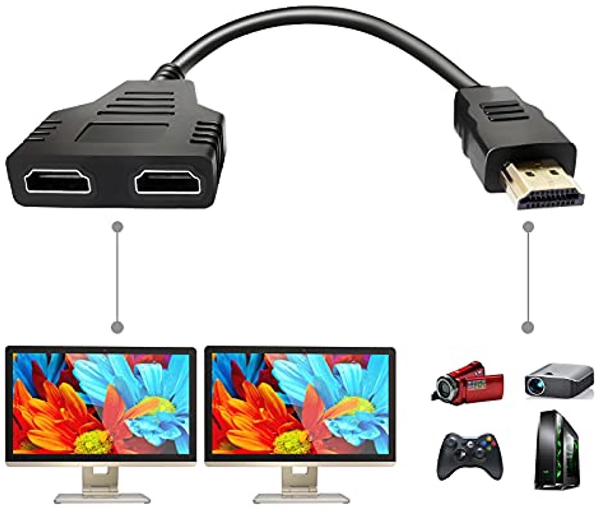 HDMI Splitter Adapter 1 naar 2 - Mannelijk naar Vrouwelijk 1080P