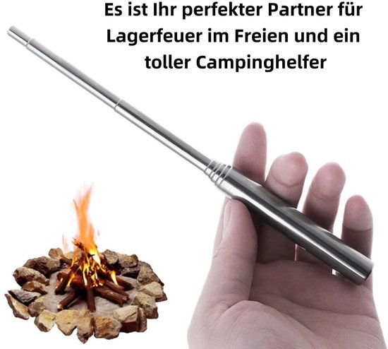 Telescopic Stroke Fire Tube - 2 Pieces - Blow Tube - Portable Folding Bearings - Fire Tools - Stainless Steel Bag - Cooking - Camping - Picnic — afbeelding 4