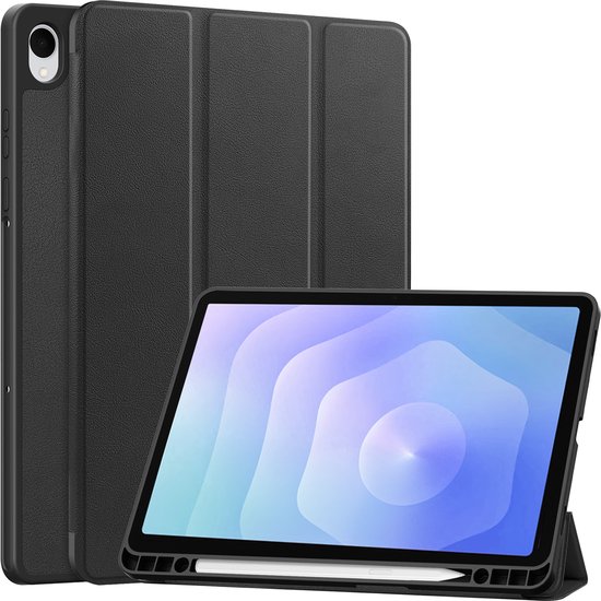 Hoesje - Geschikt voor Samsung Galaxy Tab S11 - Dun & Stevig - Hard Cover Case - Trifold Bookcase Hoes - Met Uitsparing Geschikt voor S Pen - Hardcover Book - Tablethoes - Zwart
