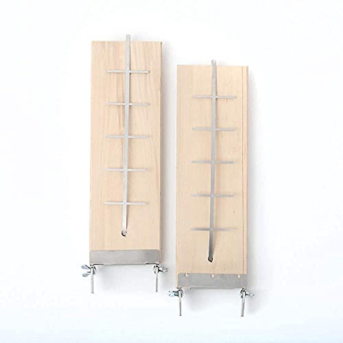 Set van 2 vlamzalmplanken van beukenhout met roestvrijstalen houders