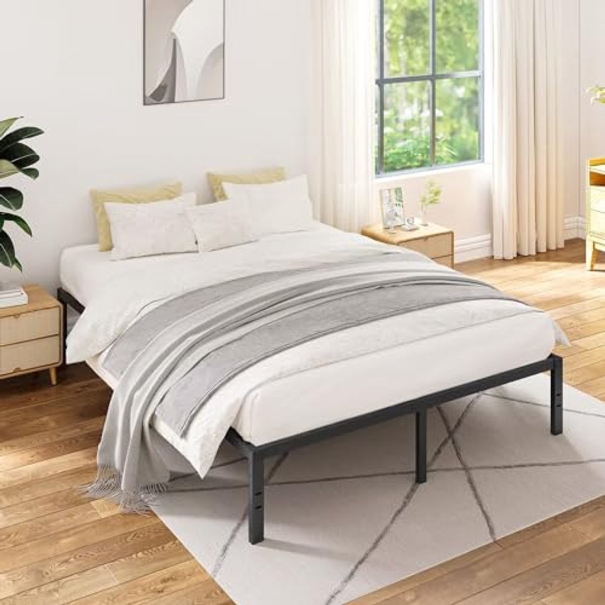 Heavy Duty Metalen Platform Bedframe 16 Inch - Hoger Gewichtscapaciteit en Antislip