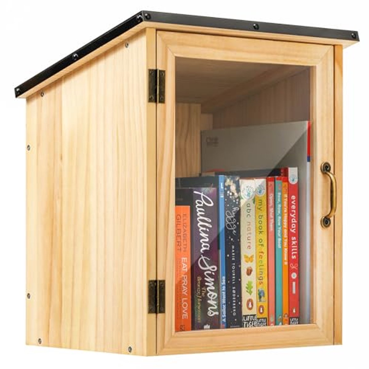 Kleine bibliotheekdoos buiten - waterdichte boekendoos voor buitengebruik, handige houten