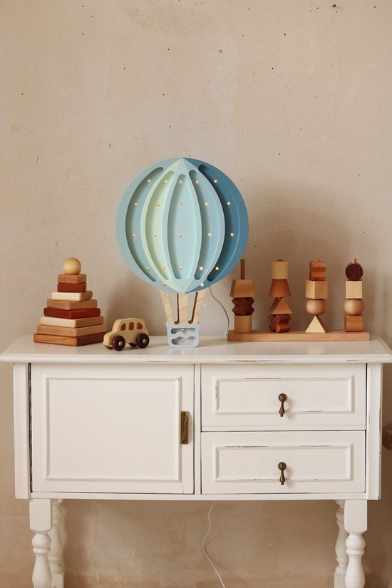 Little Lights Hot Air Balloon Lamp - Blue Rainbow kinderkamer lamp van Little Lights — afbeelding 4