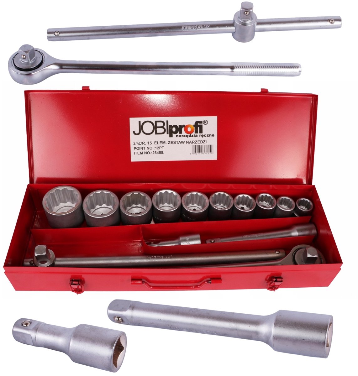 JOBIprofi Doppeldopsleutel Set 3/4" 22-50mm 15 Delig