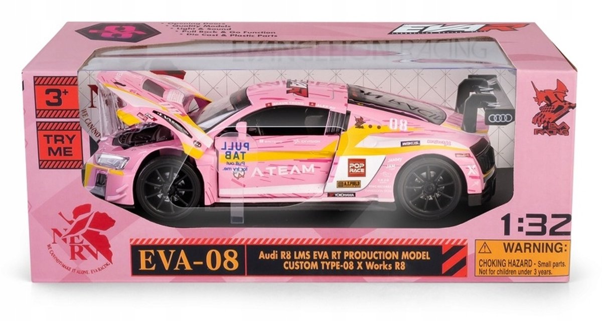 RMZ Hobby Audi R8 LMS EVA RT Schaal 1:32 Pull-back met Licht & Geluid