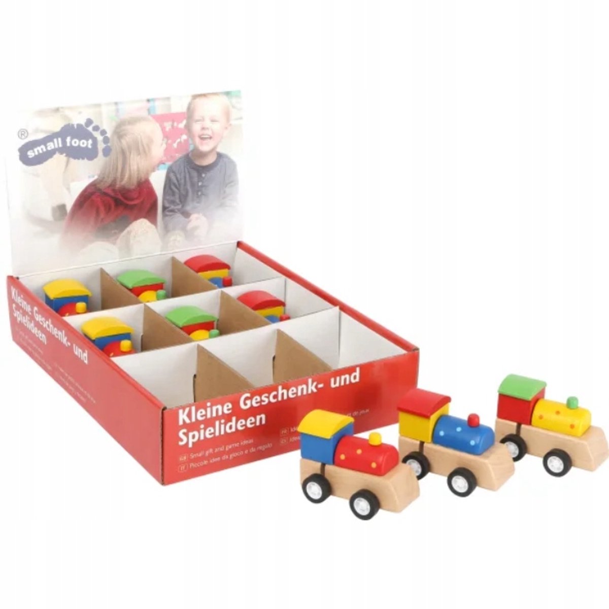 Houten Opwindbare Treintjes Set - 9 Kleurrijke Stukken