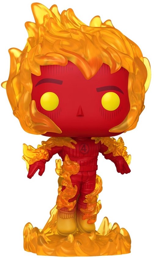 Figurine rouge avec flammes, yeux jaunes et un '4' sur la poitrine.