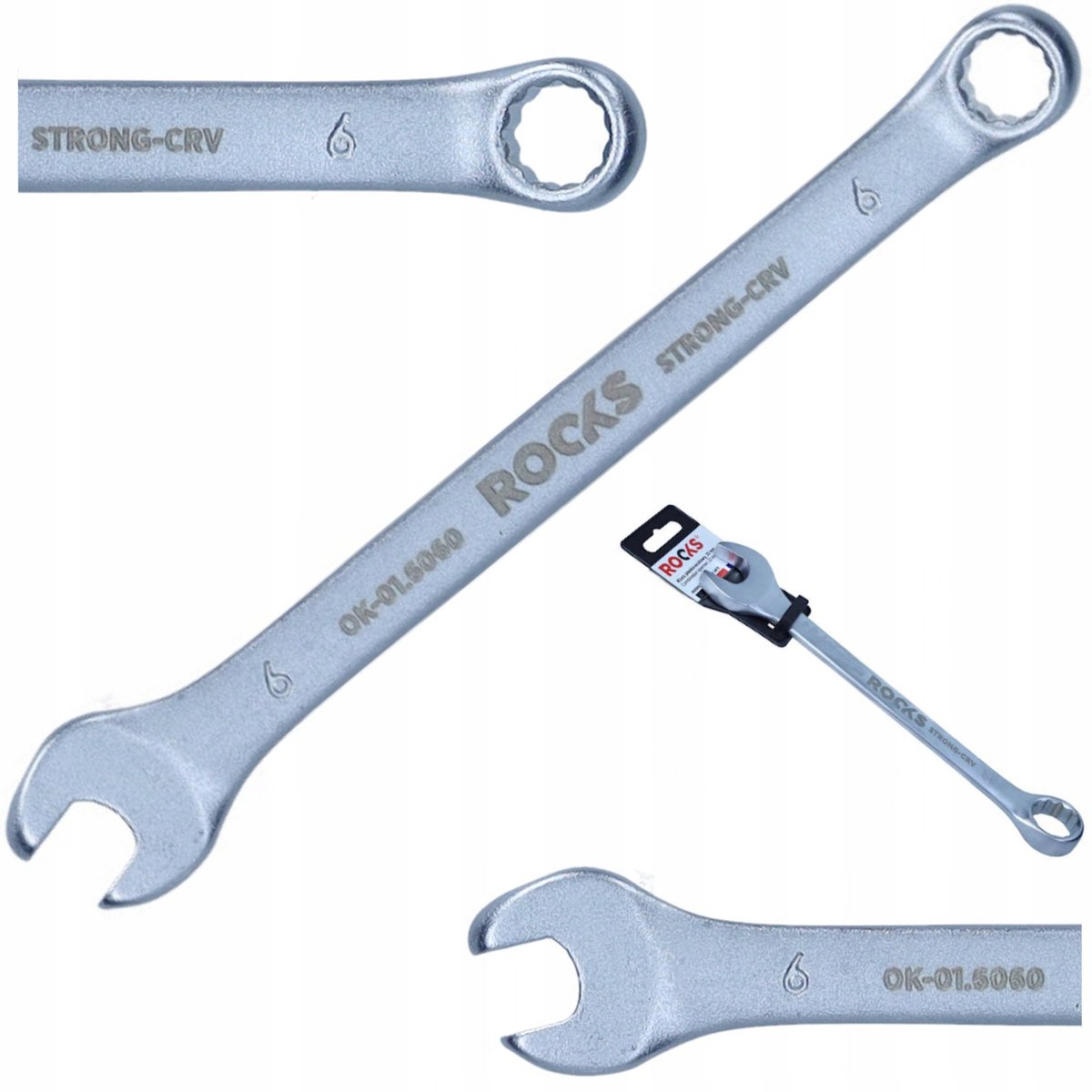 ROOKS Ringsleutel 6 mm - 31CrV3 staal, dubbel chroom, DIN 3113A