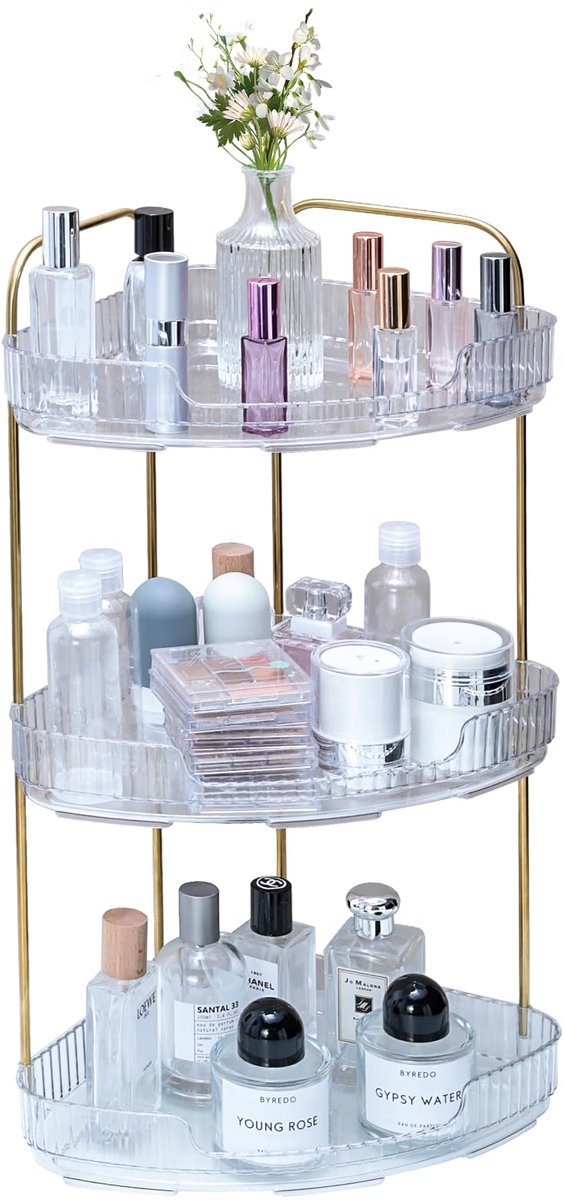 Unyqoos® Driehoekige transparante badkamer organizer voor make-up en cosmetica