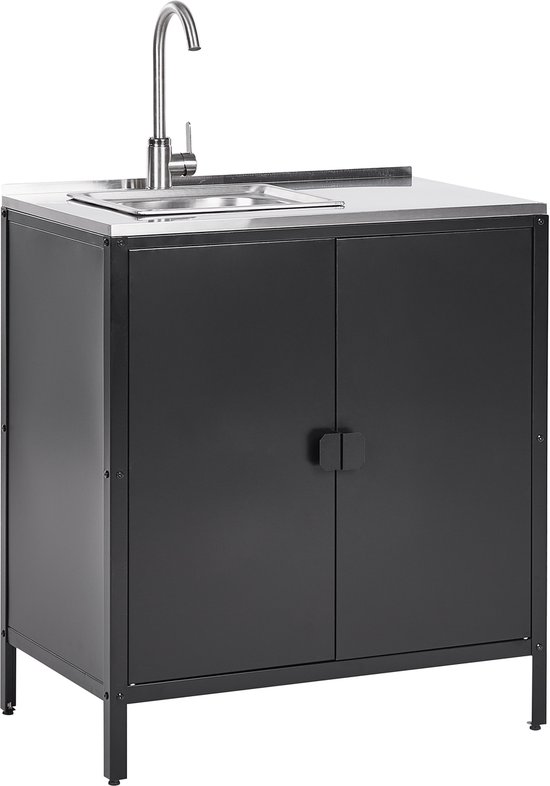 VILAMA - Tuin kookeilanden met keukenkasten - Zwart - 4-delig - RVS — afbeelding 5