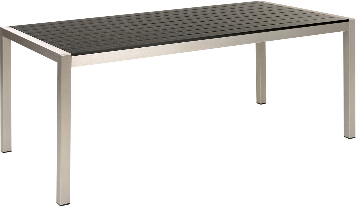 VERNIO - Tuintafel - Zwart/Zilver - 90 x 180 cm - Aluminium