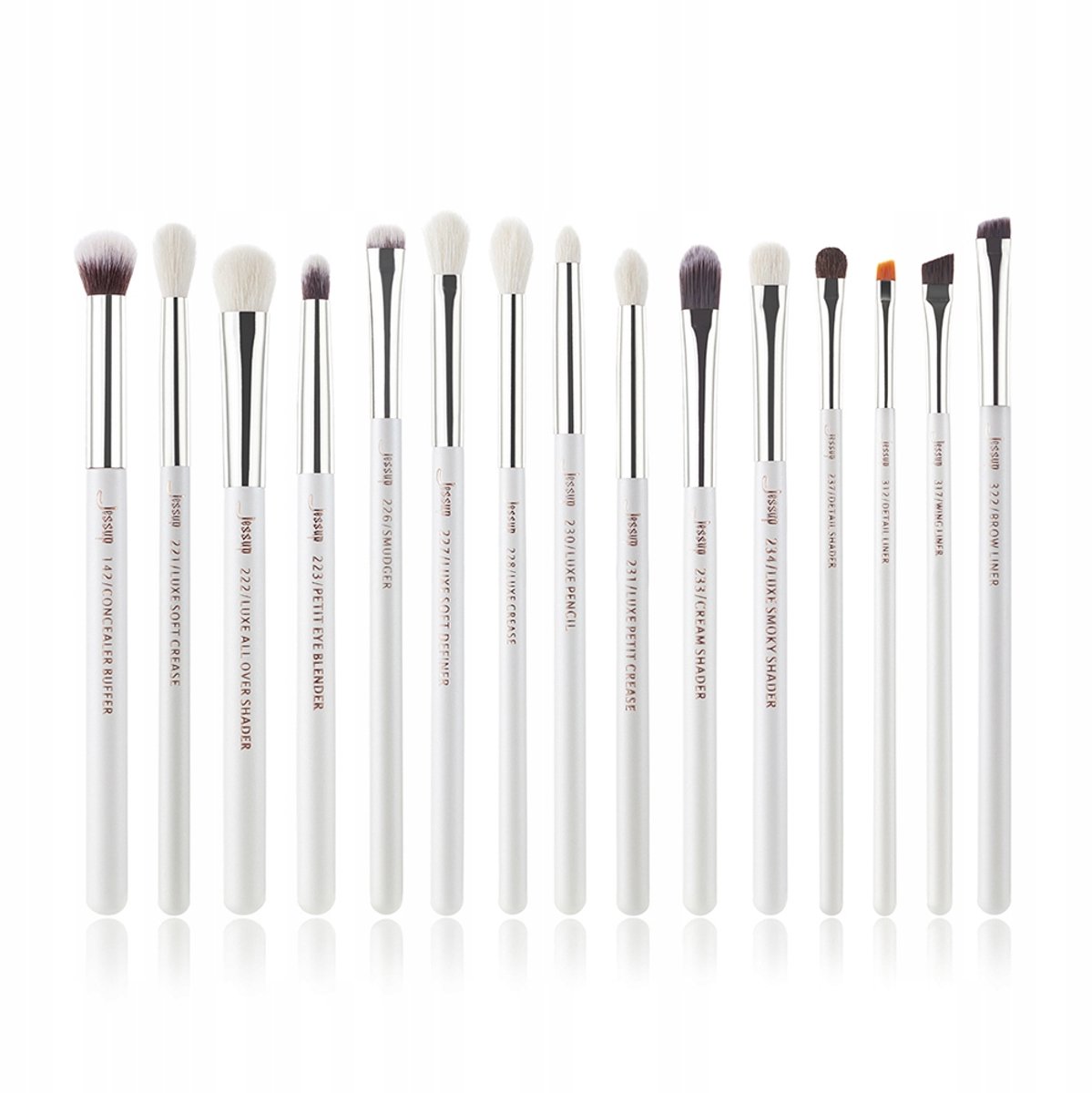 Jessup 15-delige Make-up Kwastenset T237 Wit/Zilver