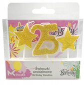 Bougies d'anniversaire 25 ans - Coffret à paillettes dorées