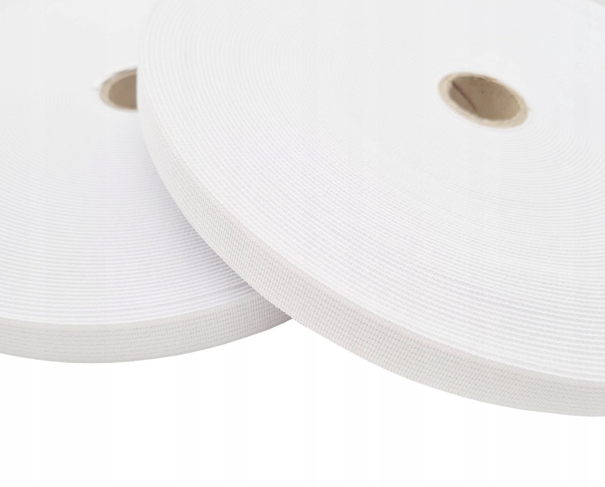 Ariadna elastische band - Wit, 15 mm breed, 25 m rol