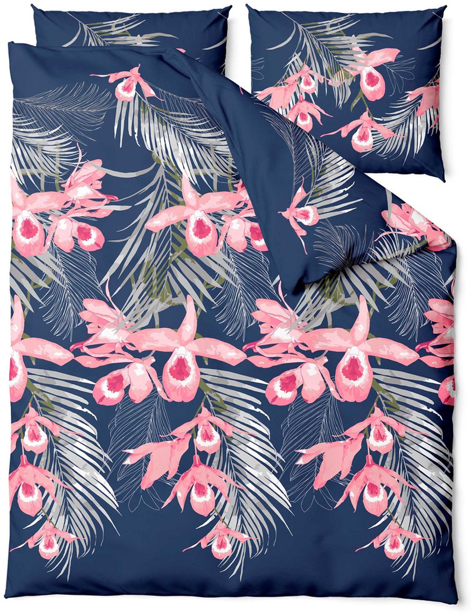 Zaratex Orchids Katoenen Dekbedovertrek Set 160x200cm met Kussenslopen 70x80cm