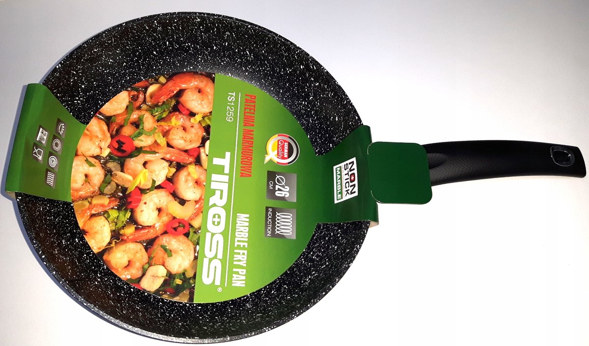 Tiross Marmite Pan 26cm Zwart met Marmercoating - TS1259