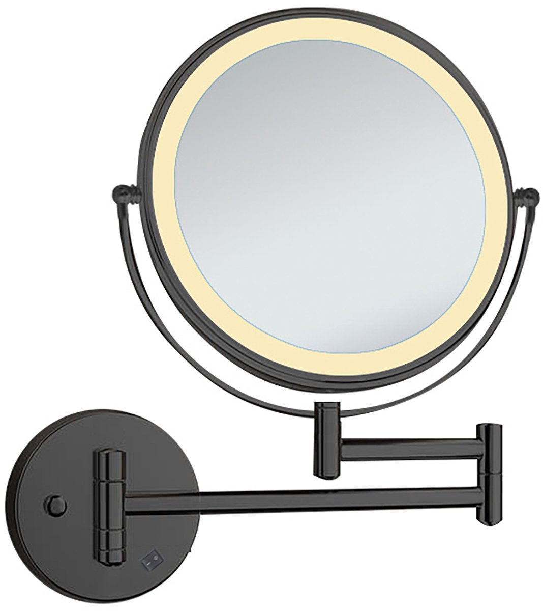 LED Make-up Spiegel - Scheerspiegel - Afimera Cosmo - Zwart - 3x Vergroting - Wandscharnier - Aan/Uit Schakelaar - Ø20cm