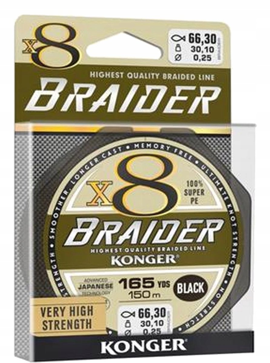 Konger X8 Braider Vislijn - 0,20 mm x 150 m - Sterk & Soepel