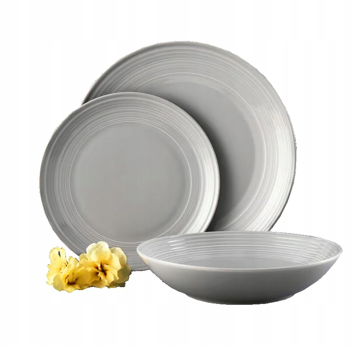 Ambition Linea Servies - 18 Delig Grijs Porselein voor 6 Personen